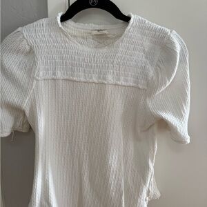 Free People White Textured Blouse